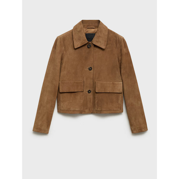 NWT MANGO SELECTION MNG MEDIUM BROWN SUEDE LEATHER JACKET COAT SZ XS - Picture 3 of 12